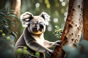A delicate koala captured in marvelous eucalyptus settings. Creative resource, photo