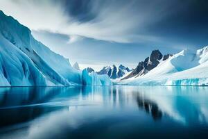 un hipnotizar horizonte de un glaciar con ártico amobarbital sodio imbuir y imponente congelar unido estados constitución. creativo recurso, ai generado foto