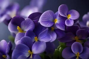 vistoso flores llamado pensamientos fueron dado como un regalo para de la madre día., ai generado foto