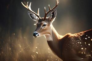 A elegant deer washed in fantastic studio lighting. Creative resource, AI Generated photo