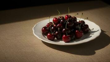 humble bunch of cherries, locks in picture of cherries. AI Generated photo