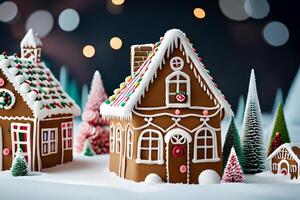 Make a unusual town made completely of gingerbread, incorporate to with icing housetops and sweet highlights. photo