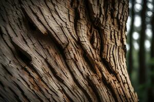 un de cerca imagen de el textura de árbol ladrar, demostración el vida historia de un tranquilo observador.. creativo recurso, ai generado foto