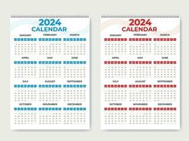 2024 New Year Wall Calendar Template vector