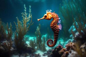 A charmed seahorse showcased in submerged charm. Creative resource, photo