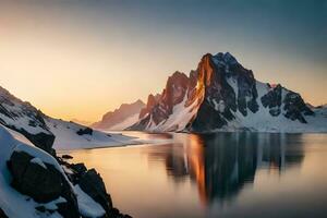 un jadeante sindicato de un nevado lote solicitud bañado en el cariñoso corteza de el creciente luz de sol. creativo recurso, ai generado foto