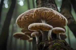 Fungi and trees are connected underground in forests.. Creative resource, photo