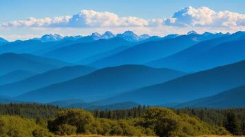 Marvelous Mountain Run. Organize a marvelous vista of towering mountains opening into the cleanse. photo