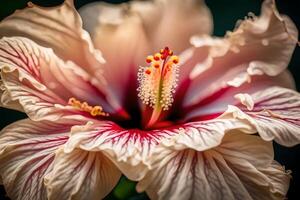 en esta texto, nosotros lata hacer eso más fácil a entender por diciendo ese bonito hibisco flores para de la madre día fueron mostrado cercar imágenes con un lote de detalles.. creativo recurso, ai generado foto