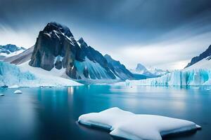 A hypnotize horizon of a glacier with arctic amobarbital sodium imbue and towering freeze United States Constitution. Creative resource, photo