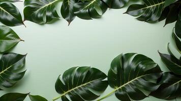 closeup nature see of tropical green monstera leaf foundation. Level lay, advanced foundation standard concept. photo