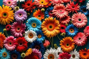 gerberas son bonito flores ese son un genial regalo para mamás en de la madre día. ellos son vibrante y lleno de diferente colores.. creativo recurso, ai generado foto