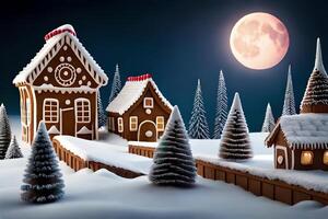 Make a unordinary town made completely of gingerbread, cement to with icing housetops and sweet highlights. photo