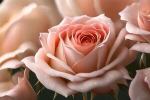 Beautiful roses are a wonderful present for moms on Mother's Day to demonstrate love and admiration. We can see them nearby.. Creative resource, AI Generated photo