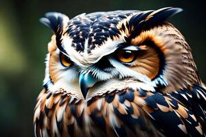 A shrewd owl captured with puzzling charm. Creative resource, AI Generated photo