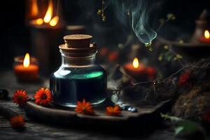 Witch's elixir, charming large scale capturing supernatural appeal. Creative resource, AI Generated photo