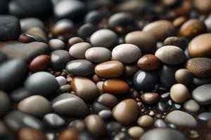 Close-up picture of small rocks on the riverbed, reminding us of how water and rocks interact.. Creative resource, photo