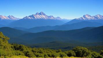 Marvelous Mountain Run. Organize a marvelous vista of towering mountains expanding into the purge. photo
