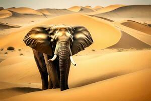 A shrewd elephant showcased in brilliant forsake rises. Creative resource, AI Generated photo