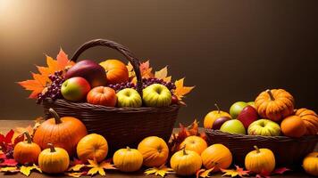 Thanksgiving establishment, bushel with collect time unused Common thing and collect time takes off. photo