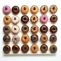 Donut wall. Donuts arranged on a wall for a fun display. isolated photo