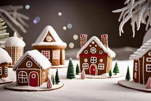 Make a unordinary town made completely of gingerbread, solidify to with icing housetops and sweet highlights. photo