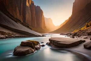A breathtaking see of a profound canyon with layers of shake arrangements. photo