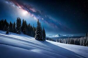 Show off a serene scaled down as Santa's sleigh coasts through a starry, snow kissed sky. Ai Generated photo