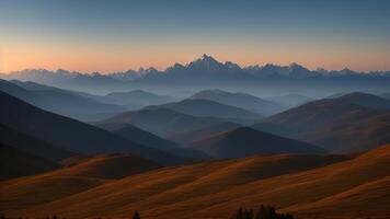 Marvelous Mountain Run. Organize a marvelous vista of towering mountains opening into the cleanse. photo
