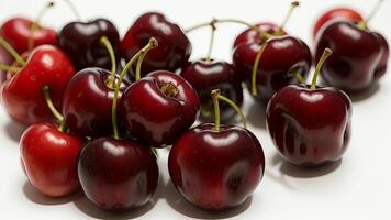 modest bunch of cherries, appealing picture of cherries. photo