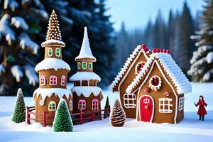 Make a unordinary town made totally of gingerbread, consolidate to with icing housetops and sweet highlights. photo