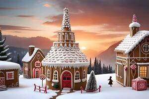 Make a unordinary town made totally of gingerbread, cement to with icing housetops and sweet highlights. photo