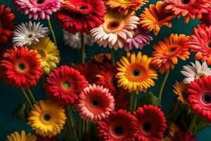 Beautiful gerberas, which are a special way to honor mothers on Mother's Day, shown with bright and lively colors.. Creative resource, AI Generated photo