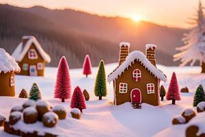 Make a strange town made totally of gingerbread, include to with icing housetops and sweet highlights. photo