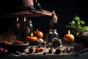 Witch's fixings, charming tremendous scale highlighting charmed unpretentious components. Creative resource, photo