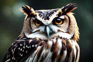 A quick owl captured with confusing charm. Creative resource, AI Generated photo