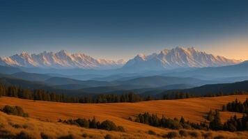 Marvelous Mountain Run. Organize a marvelous vista of towering mountains opening into the cleanse. photo