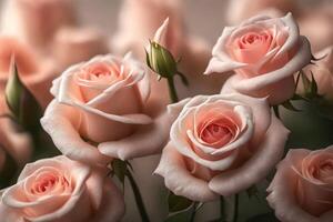 Pretty roses are a nice gift for moms on Mother's Day to show love and respect. We can see them close.. Creative resource, AI Generated photo