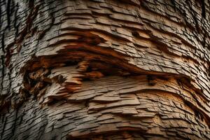 detallado de cerca de el textura de árbol ladrar, narración el vida historia de un silencio observador.. creativo recurso, ai generado foto