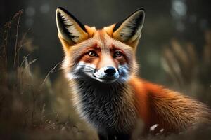 An baffling fox captured with mesmerizing detail. Creative resource, AI Generated photo