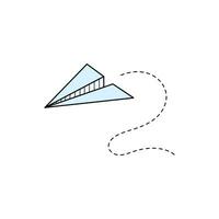 Paper airplane vector icon. Doodle outline