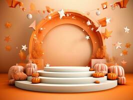 elegant halloween podium 3d realistic photo