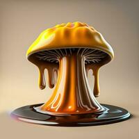 3d rendering of mushroom melting. ai generated photo