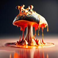 3d rendering of mushroom melting. ai generated photo