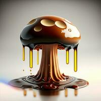 3d rendering of mushroom melting. ai generated photo