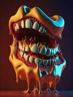 3d rendering of mouth melting. ai generated photo