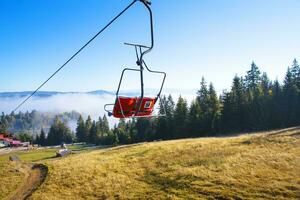 cable car, beautiful views in the autumn of Pilipets-Ukraine photo