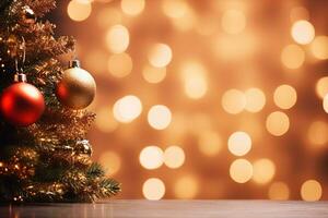 Christmas and New Year background with bokeh lights Ai generated photo