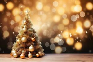 Christmas and New Year background with bokeh lights Ai generated photo