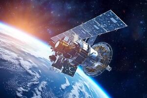 Satellite in space. Elements of this image furnished by NASA. photo